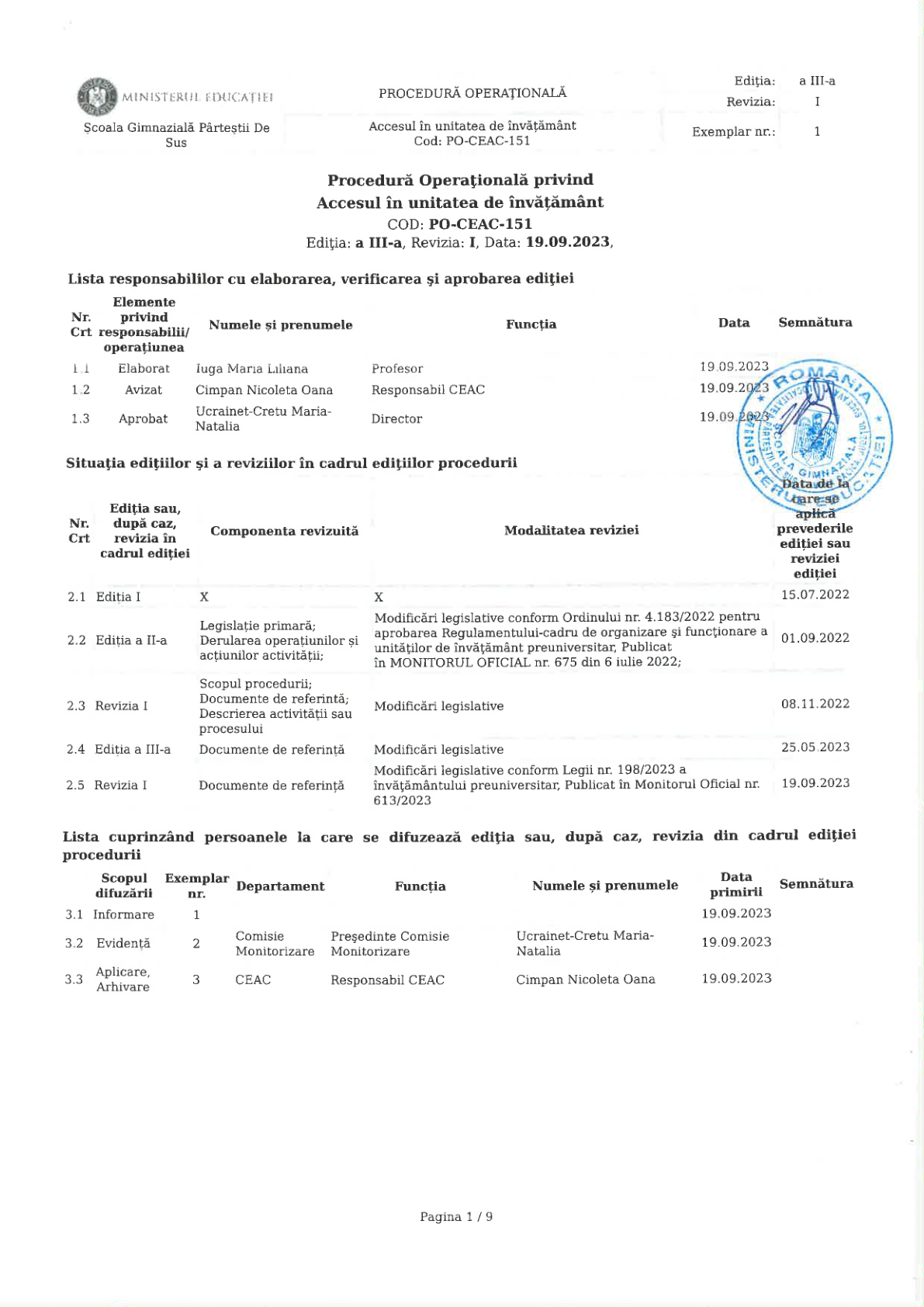 Procedura de acces al părinților în școală – pagina 3 din 12