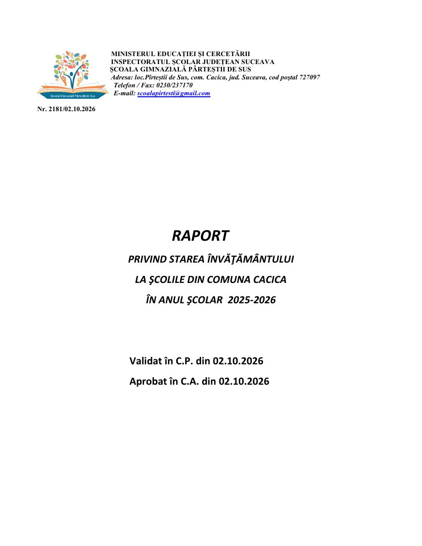 Raport analiză 2025–2026 – pagina 1